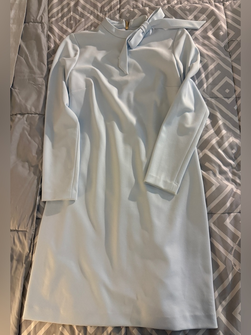 Calvin Klein Pale Blue Long Sleeve Tie-Neck Dress